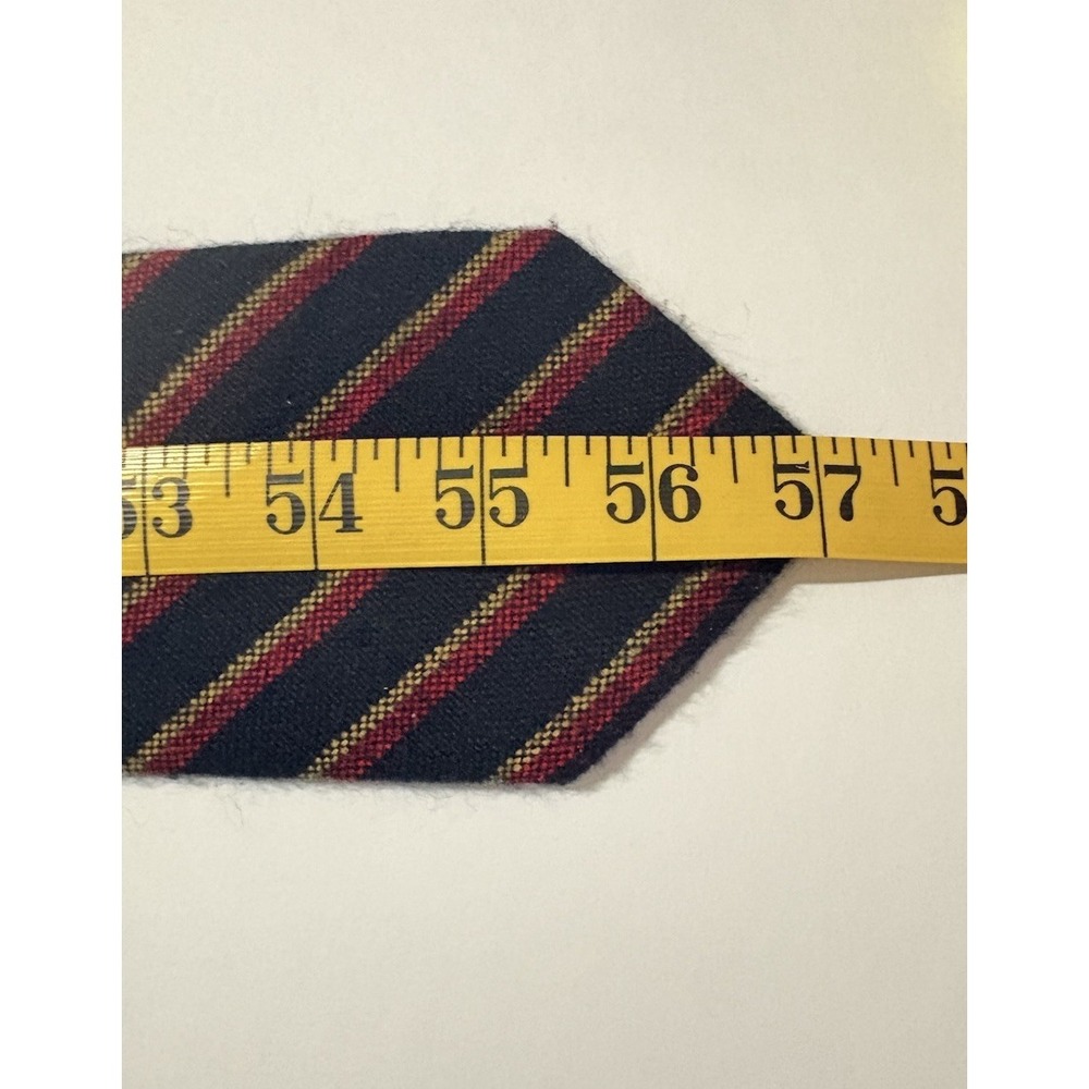 Marino Silk Classic Necktie Navy Red & Yellow Striped Design Necktie - Picture 8 of 8